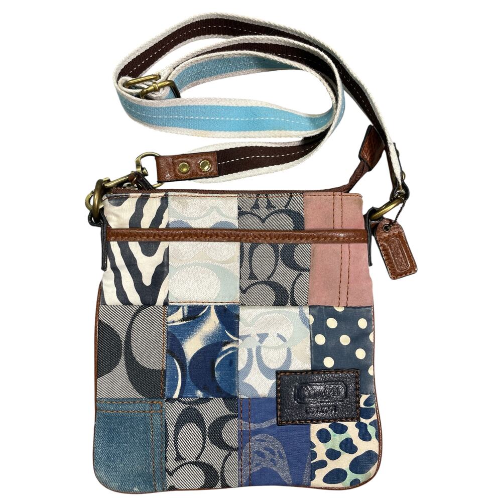 Vintage y2k Coach Designer Crossbody Patchwork Denim File Bag